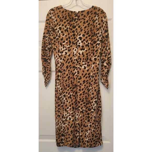 DKNY Women's Knee Length 3/4 Sleeve Animal Print Sheath Dress Size 10 Stretch - Picture 4 of 13